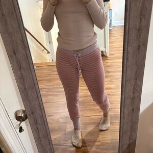 Victoria’s Secret PINK Purple gold striped thermal pajama pants 92% cotton